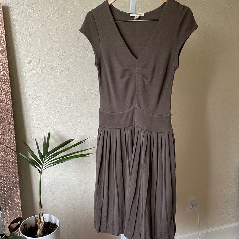Banana Republic pleated knit gray wool blend sweater dress